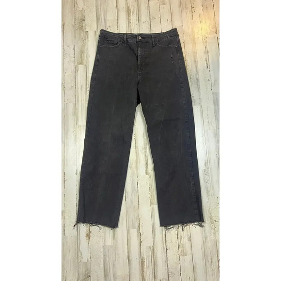 Social Standard by‎ Sanctuary Women's 12 High Rise Crop Straight Leg Black Jeans - Picture 1 of 5